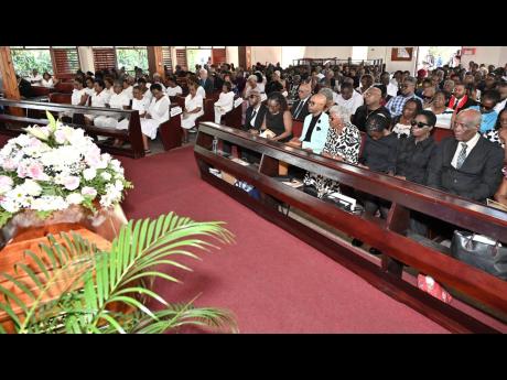 Mourners fill the pews of Meadowbrook United Church on Flemington Drive in Kingston during the service of thanksgiving for the life of Joan Vivene Kelly, former vice-principal of Holy Childhood High School.