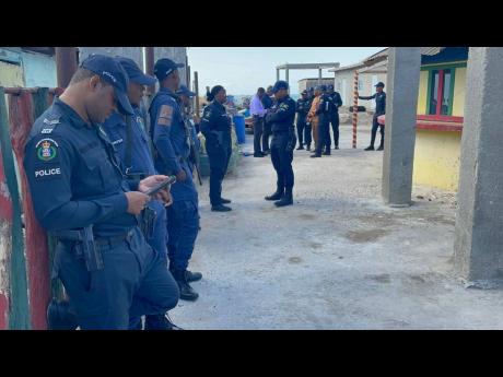 Police personnel on the scene of the incident. 