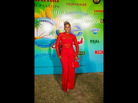Host Jadeen ‘Jade’ McGhie impressed in a striking red outfit.