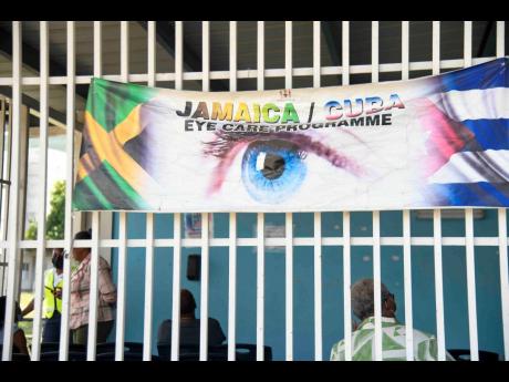 Credit: Antoine Lodge A flyer depicting the Jamaica-Cuba eyecare programme, as seen at St Joseph’s Hospital in Kingston.