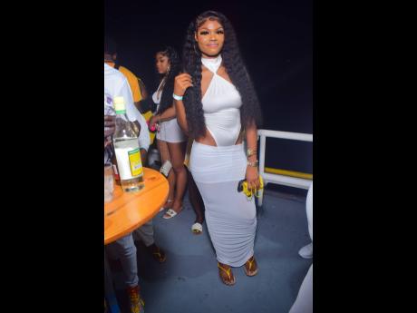 Credit: Anthony Minott Imani McLaughlin turns heads at Shanty Star Flex’s birthday bash held aboard the Caribbean Queen on the Kingston Harbour.