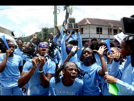 Edwin Allen High School brought the celebrations to Frankfield Square, Clarendon, on Monday.