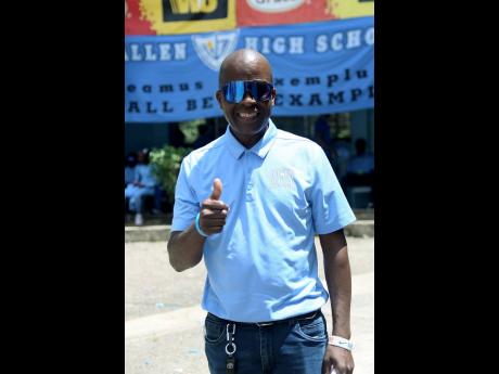 Michael Dyke, head coach of Edwin Allen High School’s track and field programme, during Champs 2026 celebrations at the institution on Monday.
