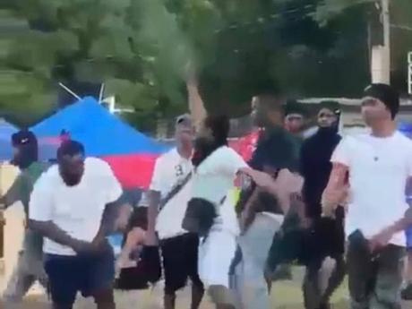 A screenshot from a video of a shooting incident in Jarrett Lane, Kingston