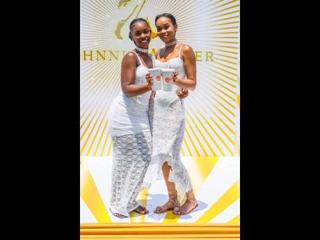 Gal pals Arian Chin and Chloe Johnson came twinning in white mesh dresses, toasting to a good time.