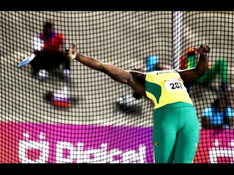 Cedricka Williams of Jamaica competing in the girls Under-20 discus final at the Carifta Games in 2022.