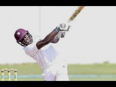 Jeremiah Louis had to seek medical attention after being struck by a delivery from pacer Jayden Seales.